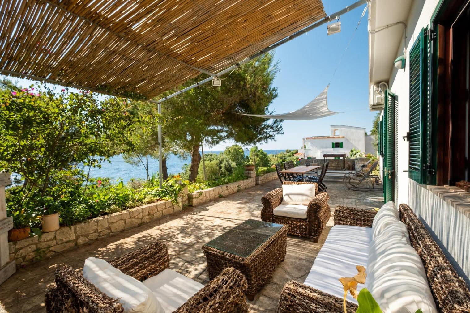 Il Sentiero outdoor seating area overlooking the Adriatic, Tricase Porto